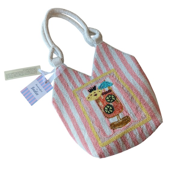 Handcrafted In India Handbags - Viral Beaded Bag Handcrafted In India Tropical Mai Tai Cocktail Bag Purse NWT